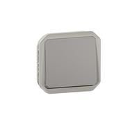 Poussoir NO composable avec enjoliveur - étanche - gris - Plexo LEGRAND