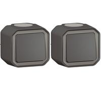 Bouton poussoir NO LEGRAND étanche Plexo Anthracite 10A IP55 IK08 livré complet pour fixation saillie (Lot de 2)