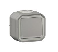 Poussoir NO lumineux avec voyant étanche Plexo 10A IP55 IK08 livré complet pour fixation saillie - gris - 069722L - Legrand