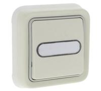 Legrand 069864 Poussoir Inverseur Étanche No, Nf Lumineux avec Porte-étiquette Plexo, Complet Encastré, 10A, Blanc