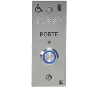 Bouton poussoir NO/NF sur plaque inox 40 x 100 mm loi PMR avec 2 vis anti-vandales HERACLES PL40NFLH