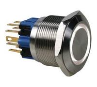 Bouton poussoir plat acier inoxydable dpst 1no 1nf anneau blanc Blanc G