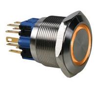 Bouton poussoir plat acier inoxydable dpst 1no 1nf anneau orange G