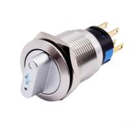 Bouton poussoir rotatif 19 mm 5 A 12-24 V 300 K Cycles de vie (blanc) | Action momentanée à 3 positions, contacts 2NO2NC, indicateur LED lumineux, montage de 19 mm, facile à installer