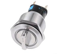 Bouton poussoir rotatif à verrouillage 19 mm 2 positions 1NO1NC en acier inoxydable IP66 IK09 12/24 V avec indicateur LED pour équipement industriel (bleu)