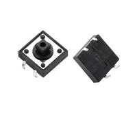 Bouton poussoir Tactile momentané 12 * 12 * 7.3MM Micro bouton de commutation avec bouton blanc noir jaune bleu rouge Kit(20PCS 12x12x7.3Black)