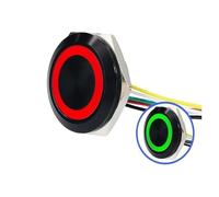Bouton poussoir ultra-court momentané avec fils étanche 16/19/22/25/30 mm 12 V 24 V LED Interrupteur à bouton d'alimentation sans fixation(Bicolor,25MM_BLACK-MOMENTARY)