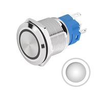 Bouton poussoir Verrouillé 16mm 12V-24V DC 4A, Anneau Blanc, interrupteur lumineux LED en métal, étanche avec joint caoutchouc, pour alimentation électrique, électronique