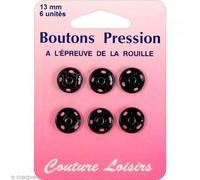 Bouton pression à coudre 13 mm - Noir - 6 pcs