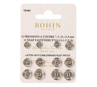 Bouton Pression À Coudre Tailles Assorties Argent Par 12