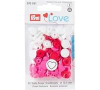 Prym Bouton-pression Color Love Coeur 12,4 mm – 30 pièces – certifié Oeko‑Tex Rouge/Blanc/Fuchsia
