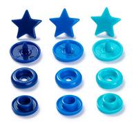 Bouton,Pression Color Snaps Étoile 12,4 Mm Bleu,Turquoise,Encre 30 Pcs