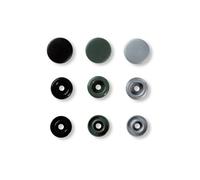 Bouton,Pression Color Snaps Rond 12,4 Mm Gris,Gris Foncé,Noir 30 Pcs