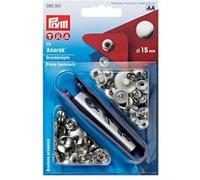 Boutons-press. Anorak 15mm cal. laiton argenté + outil