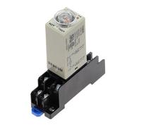 Bouton rotatif de retard de mise sous tension 5S/10S/30S/60S/3M/5M/10M/30M, minuterie, relais de synchronisation, AC 110V 220V 380V H3Y-2 avec prise de Base(Voltage AC 220V,0-3 Seconds)