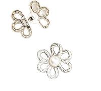 Bouton Serre Taille Pantalon Lot de 5 boutons de serrage for la taille, clip détachable, boucle réglable, sans couture, bouton rétractable for pantalon(Silver)