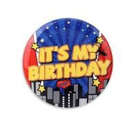 Bouton Spider It’s My Birthday, 5,8cm Pin's Joyeux Anniversaire Rouge & Bleu Accessoires Tenue Thème Cartoon pour Enfants Garçons Filles Décorations Célébration Cadeaux Fête