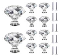 Bouton Tiroir 10 Pièces Diamant Poignée Cristal Verre Bouton Tiroir Armoire Diamant Poignée Couleur Transparente 25mm