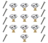 Bouton Tiroir 10 Pièces Diamant Poignée Cristal Verre Multicolore Base Bouton Tiroir Armoire Bouton De Porte Bronze Base