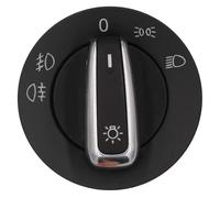 Bouton Tournant Commodo de Phares Antibrouillard Noir et Chrome compatible avec ALHAMBRA Mii FABIA I SUPERB I BEETLE GOLF IV V JETTA III LUPO I POLO TRANSPORTER T5 UP! - 3B0941531C 3BD941531