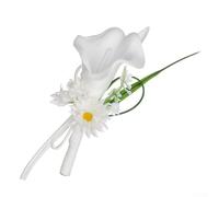 Boutonnière artificielle en forme de lys calla - Fleur de revers de mariage en plastique pour mariés, garçons d'honneur, hommes et femmes - Épingle de corsage éternelle avec un design pastel élégant