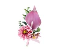 Boutonnière artificielle en forme de lys calla pour marié, demoiselle d'honneur, mariage - Broche en soie pour mariage, bal de fin d'année, fête, 6 Stück, Polyester