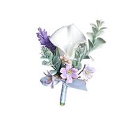 Boutonnière artificielle en forme de lys calla pour marié, demoiselle d'honneur, mariage - Broche en soie pour mariage, bal de fin d'année, fête, 2 Stück, Polyester