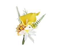 Boutonnière artificielle en forme de lys calla pour marié, demoiselle d'honneur, mariage - Broche en soie pour mariage, bal de fin d'année, fête, 1 Stück, Polyester