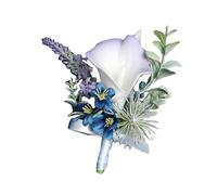 Boutonnière artificielle en forme de lys calla pour marié, demoiselle d'honneur, mariage - Broche en soie pour mariage, bal de fin d'année, fête, 6 Stück, Polyester