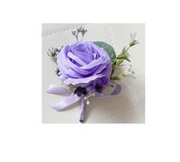 Boutonnière de corsage violet, accessoires de mariage, fleurs à boutonnière, roses artificielles, décoration de bal de promo for petit ami pour mariage(Boutonniere A)