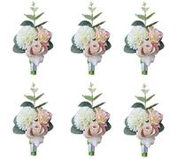 Boutonnière de mariage boutonnières fleur de rose fleurs marié décor fête bal retour 6 pièces..