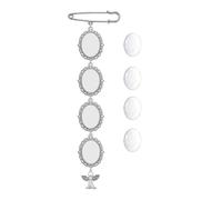 Boutonnière de mariage ovale avec breloque en forme d'aile d'ange pour photo de la mère de la mariée ou du marié avec cadre en dentelle, taille unique, Comme décrit