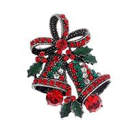 Boutonnière de Noël en forme de nœud et de clochette vintage avec strass Argenté