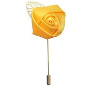 Boutonnière Homme - Rose Rétro élégante En Satin Multicolore Faite Main, L’accessoire Qui Sublime Votre Costume - Parfaite Pour Le Mariage, Cadeau D’anniversaire Ou Une Soirée (Jaune)