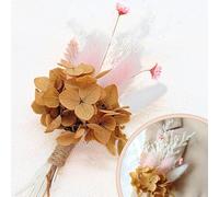Boutonnière Mariage Homme Fleurs séchées et préservées Rose Marron - Petit Bouquet sur Support magnétique aimanté - Corsage marié témoins Broche Demoiselle d'honneur (Rose)