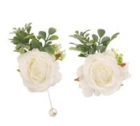 Boutonnière romantique en forme de rose crème avec perles pour marié, accessoires de mariage, poignet artificiel et broche pour demoiselles d'honneur, décoration d'événement formel