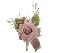 Boutonnières artificielles roses for corsage de poignet de costume for homme, demoiselle d'honneur, mariage, fleurs de rose, accessoires de mariage Fête d'anniversaire de mariage(Pink boutonniere)
