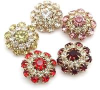 Boutons 5 Boutons En Métal Strass Fleur 20mm, Accessoires Décoratifs for Robe De Mariée, Couture Mariage Faits À La Main, Bricolage for Vêtements(Mix Color)