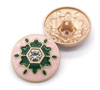 boutons， 6 Pcs Vintage Round Diamond Pearl Gold Metal Buttons for Women's Clothing Sweater Decorative(Roze,18mm)