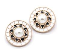 boutons， 6 Pcs Vintage Round Diamond Pearl Gold Metal Buttons for Women's Clothing Sweater Decorative(Wit,25mm)
