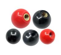 Boutons à bille filetés Tête de tige de commande mécanique en plastique, boule de poignée en bakélite à noyau de cuivre rouge et noir(Red M4x16)