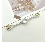 Boutons à nouer chinois pour manteaux chinoises, 5 boutons en perles de jade multicolores 8 cm, motif queue d'hirondelle, avec un seul mot(White+gold)