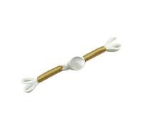 Boutons à nouer chinois pour manteaux chinoises, 5 boutons en perles de jade multicolores 8 cm, motif queue d'hirondelle, avec un seul mot(White Gold Thread)