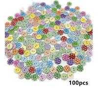 Boutons - Artisanat - Colorés en Bois - 100pcs - Multicolore - 1.5*0.3cm
