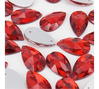 Boutons, boutons faits à la main 100 pièces couleurs à dos plat en résine en forme de larme à coudre sur des pierres 2 trous boutons en strass for vêtements accessoires d'artisanat(Light Siam,0.39*0.5