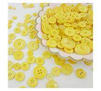 Boutons Boutons ronds en résine de 1 à 3cm, 100 pièces, boutons couleurs mélangées, peinture manuelle, 2/4 trous, for bricolage, accessoires couture artisanaux(Yellow)