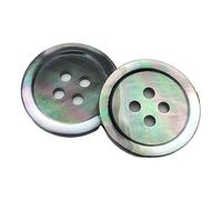 Boutons Chemise Real Shell Boutons Quatre Yeux, Noir, 17.5mm, 5 pièces