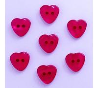 Boutons Coeur 12mm 2 Trous - Lot de 10 - Rouge