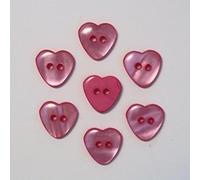 Boutons Coeur 13mm 2 Trous - Lot de 10 - Rose Clair