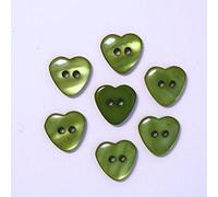 Boutons Coeur 13mm 2 Trous - Lot de 10 - Vert
